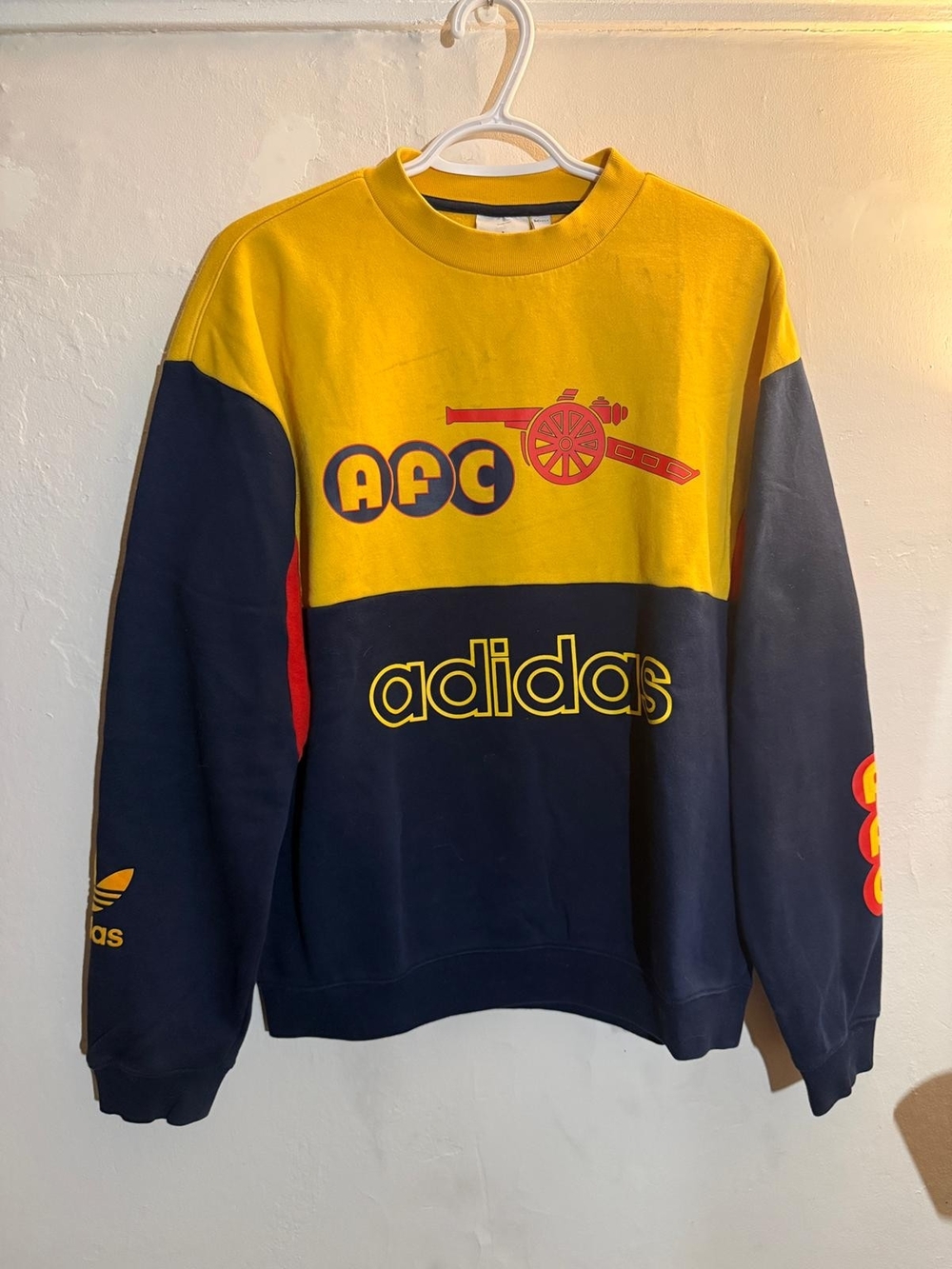 adidas AFC Colorblocked Crewneck Sweater in Yellow, Navy and Red